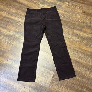 Talbots Heritage Straight Corduroy Pants Womens 14 Petite Brown Casual Stretch